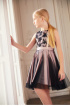 Атласное платье с кружевом, пайетками и хлопковой подкладкой (SNFSG-029-23615-100) Silver spoon