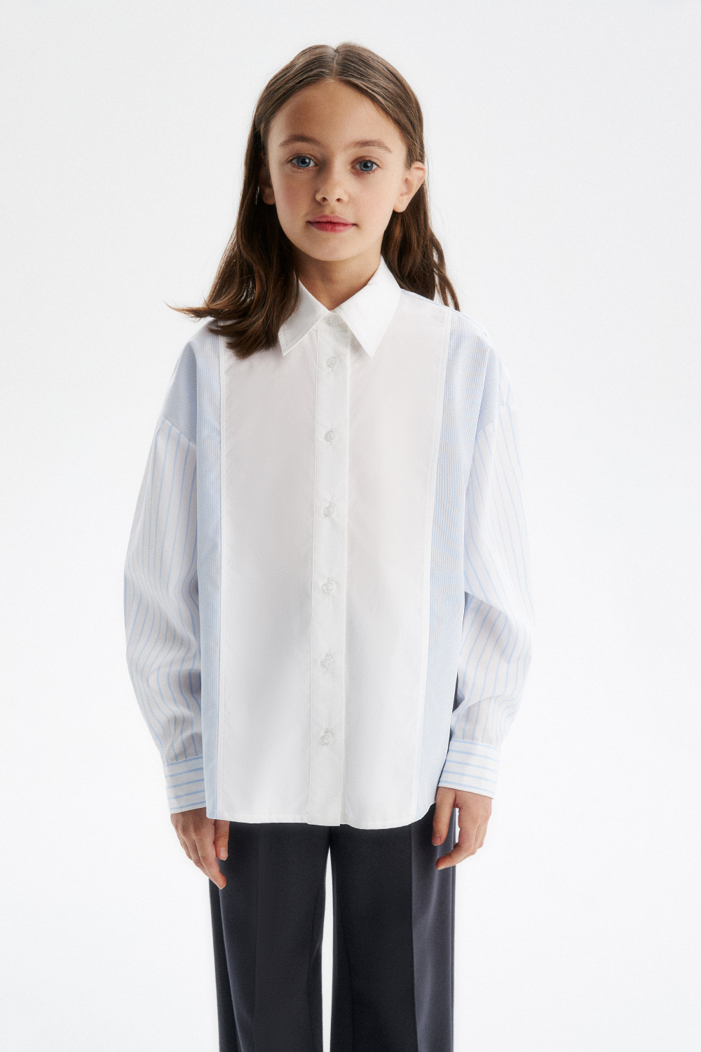 Блузка в полоску oversize из 100% хлопка (SSFSG-529-23037-314) Silver spoon