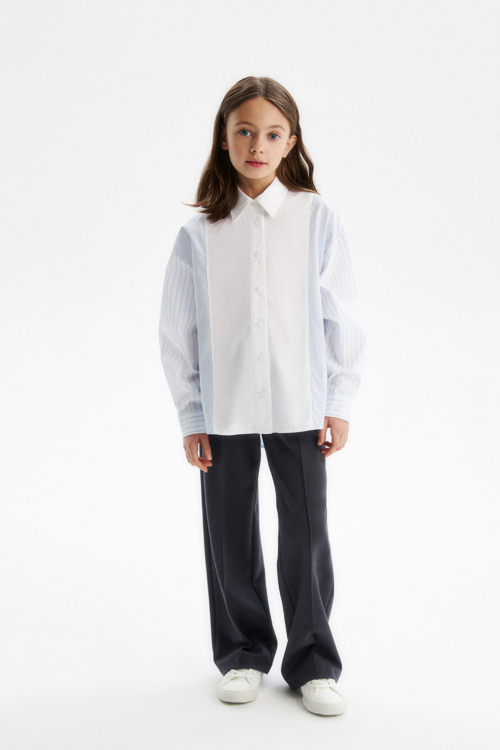 Блузка в полоску oversize из 100% хлопка (SSFSG-529-23037-314) Silver spoon