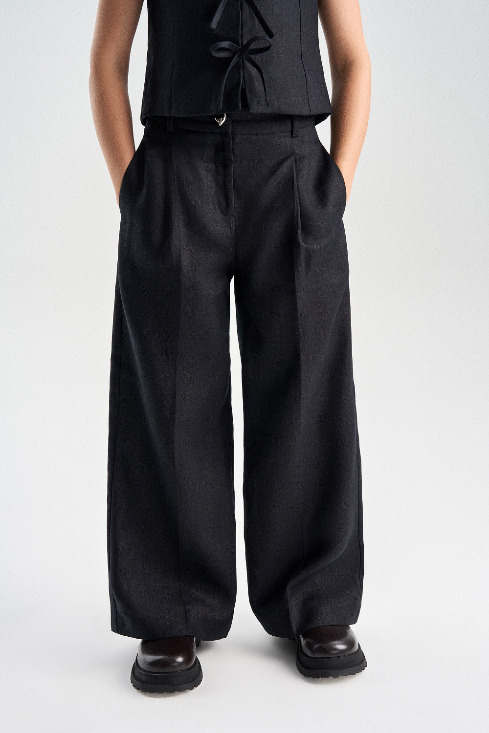 Брюки из 100% льна (NFSG-6S29-26015-181) Silver spoon