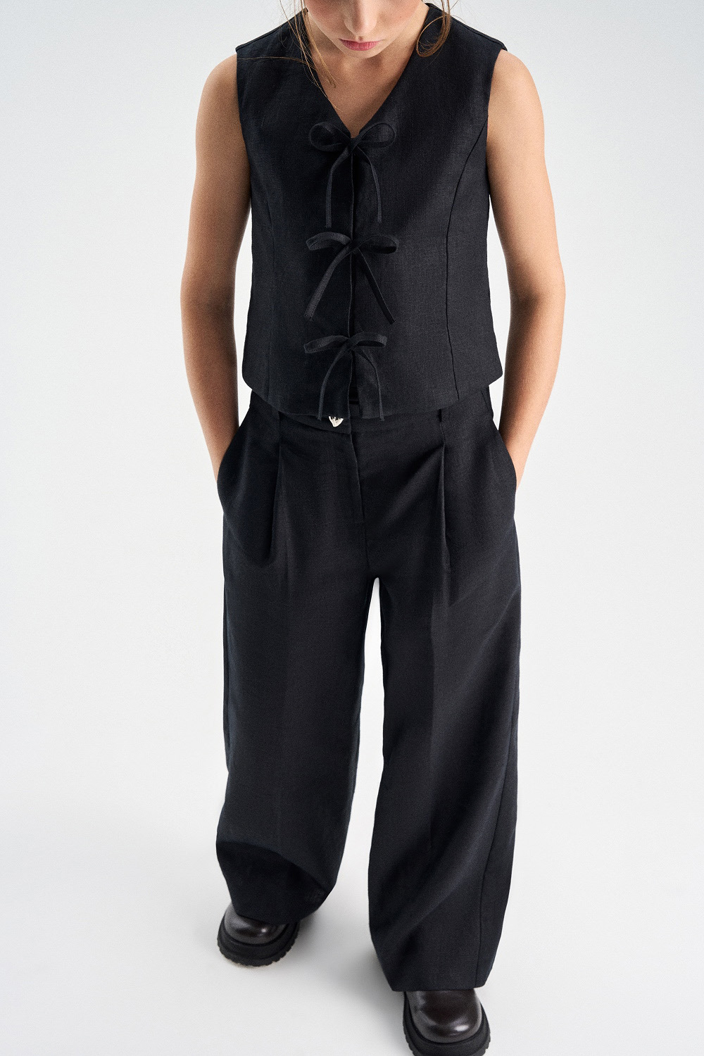 Брюки из 100% льна (NFSG-6S29-26015-181) Silver spoon