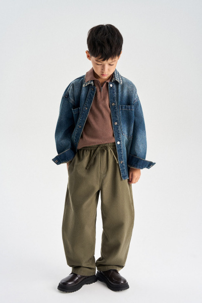 Брюки из твила на резинке (SSLSB-649-16018-705) Silver spoon