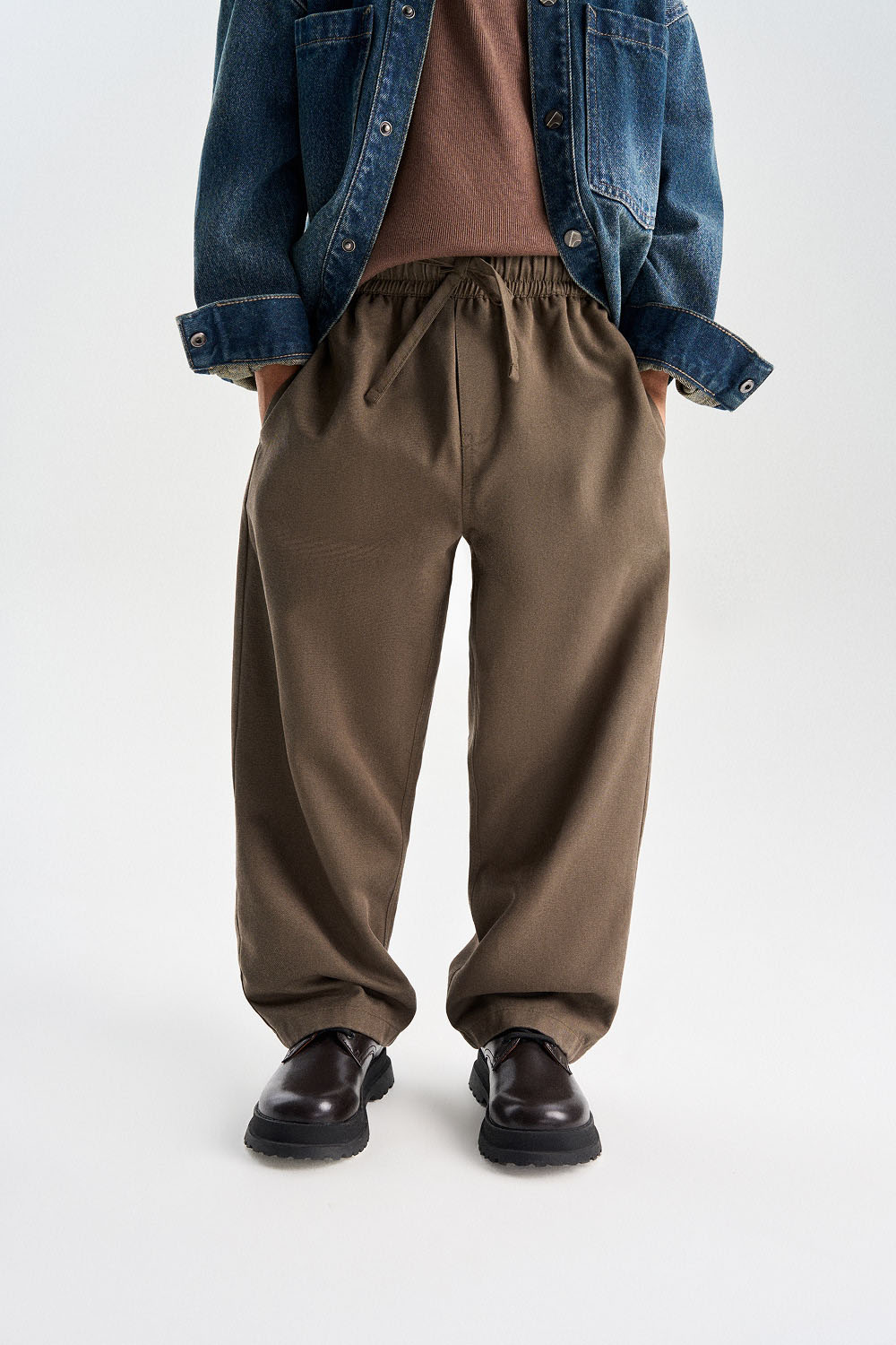 Брюки из твила на резинке (SSLSB-649-16018-705) Silver spoon