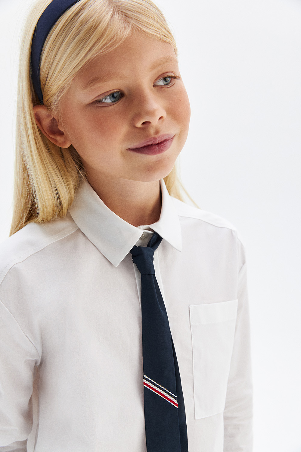 Хлопковая блузка с галстуком (SSFSAG-129-23021-200) Silver spoon