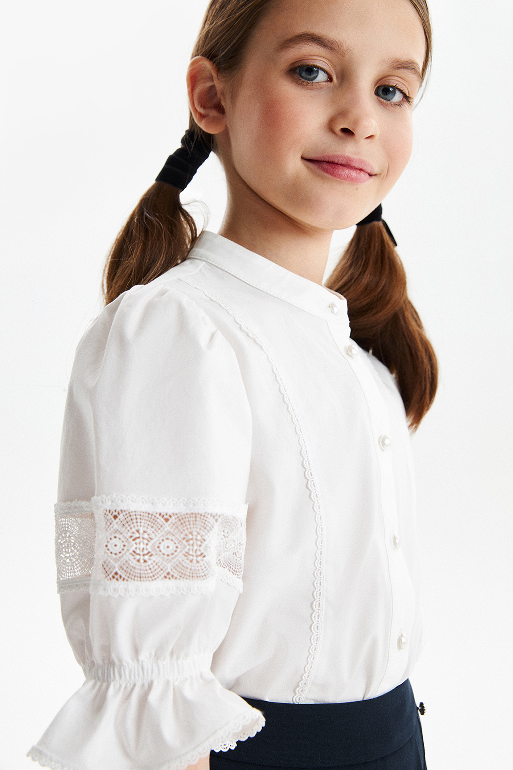 Хлопковая блузка с рукавами-фонариками (SSFSG-329-23107-201) Silver Spoon