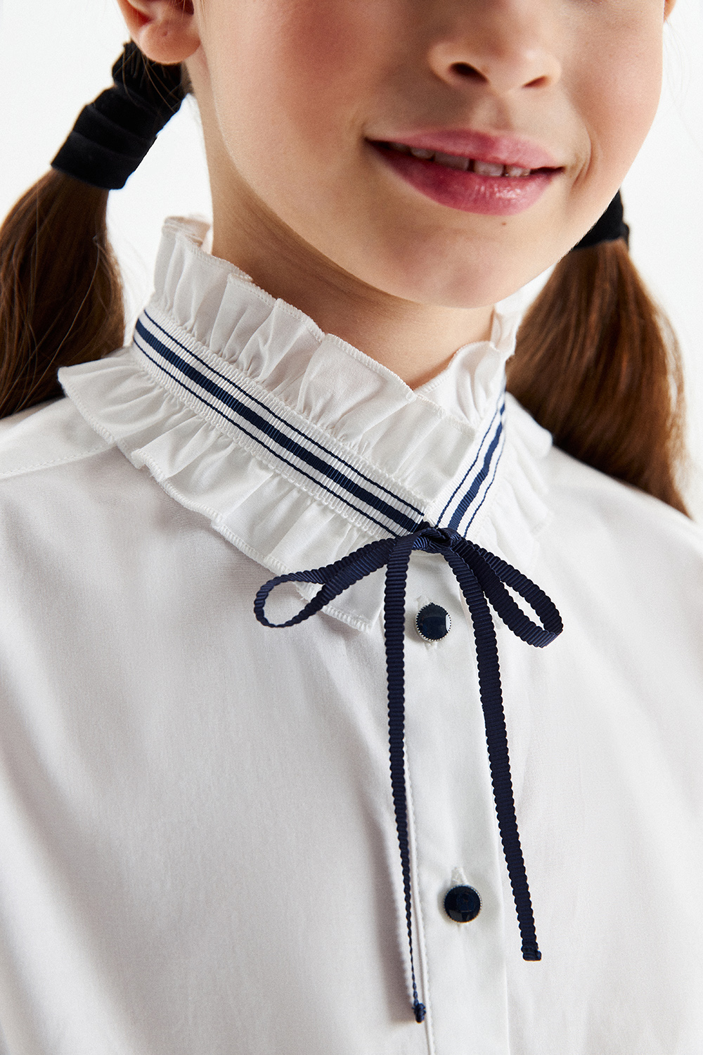 Хлопковая блузка со съемным воротничком (SSFSG-329-23009-201) Silver spoon