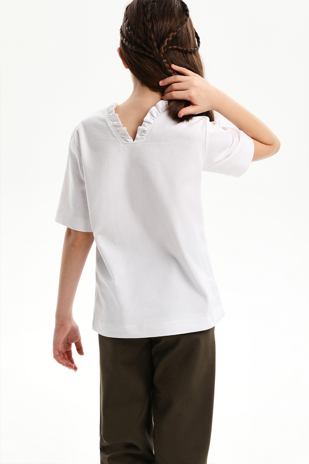 Хлопковая футболка с V-образным вырезом (SSLWG-328-22926-200) Silver Spoon