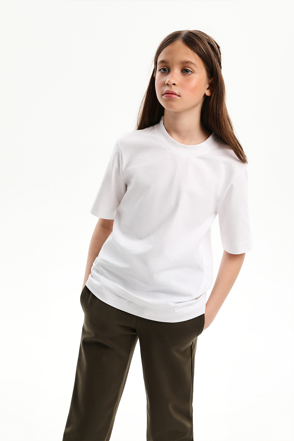 Хлопковая футболка с V-образным вырезом (SSLWG-328-22926-200) Silver spoon