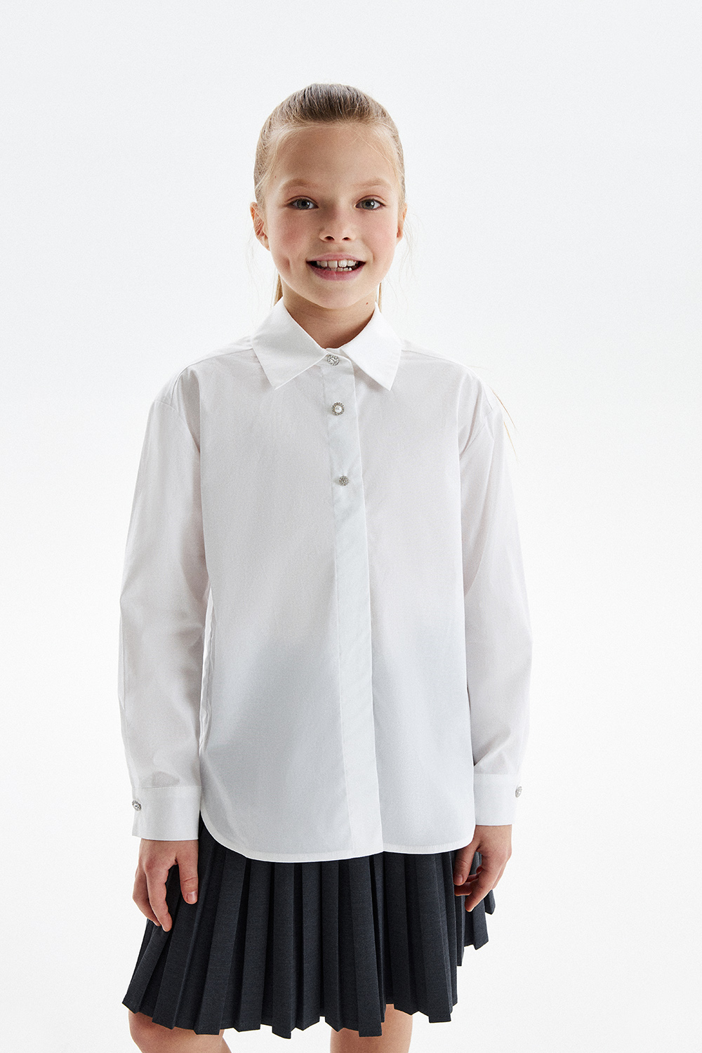 Хлопковая рубашка на кнопках (SSFSG-329-23020-200) Silver Spoon