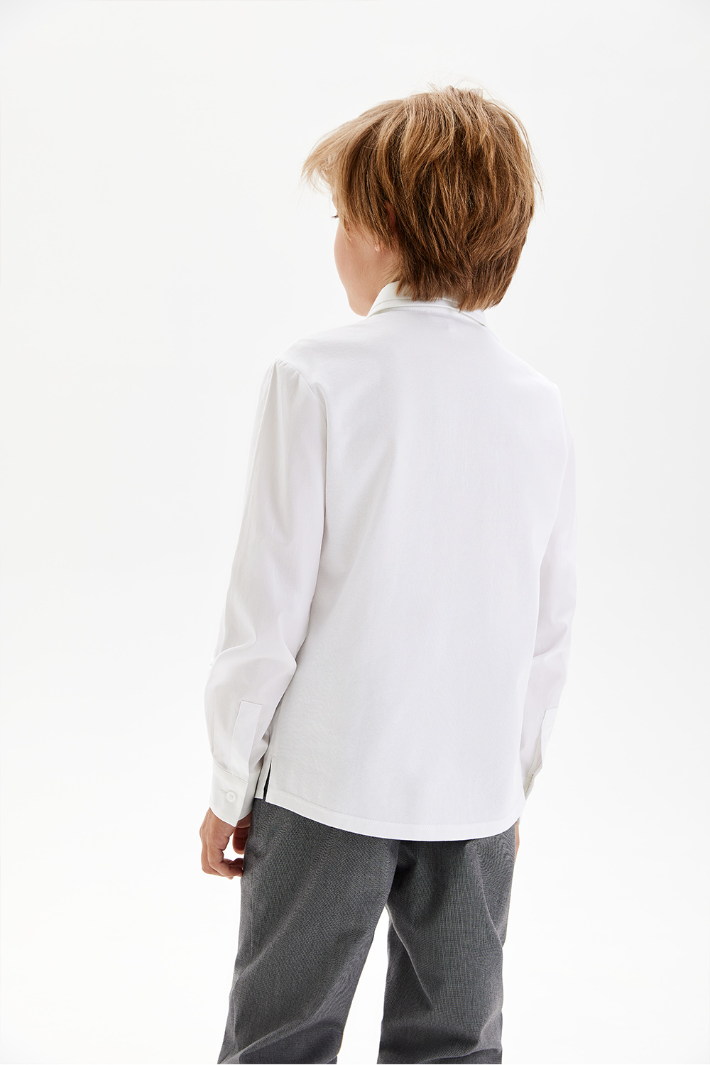 Хлопковая сорочка с трикотажной спинкой на кнопках (SSLSB-218-14105-200) Silver Spoon