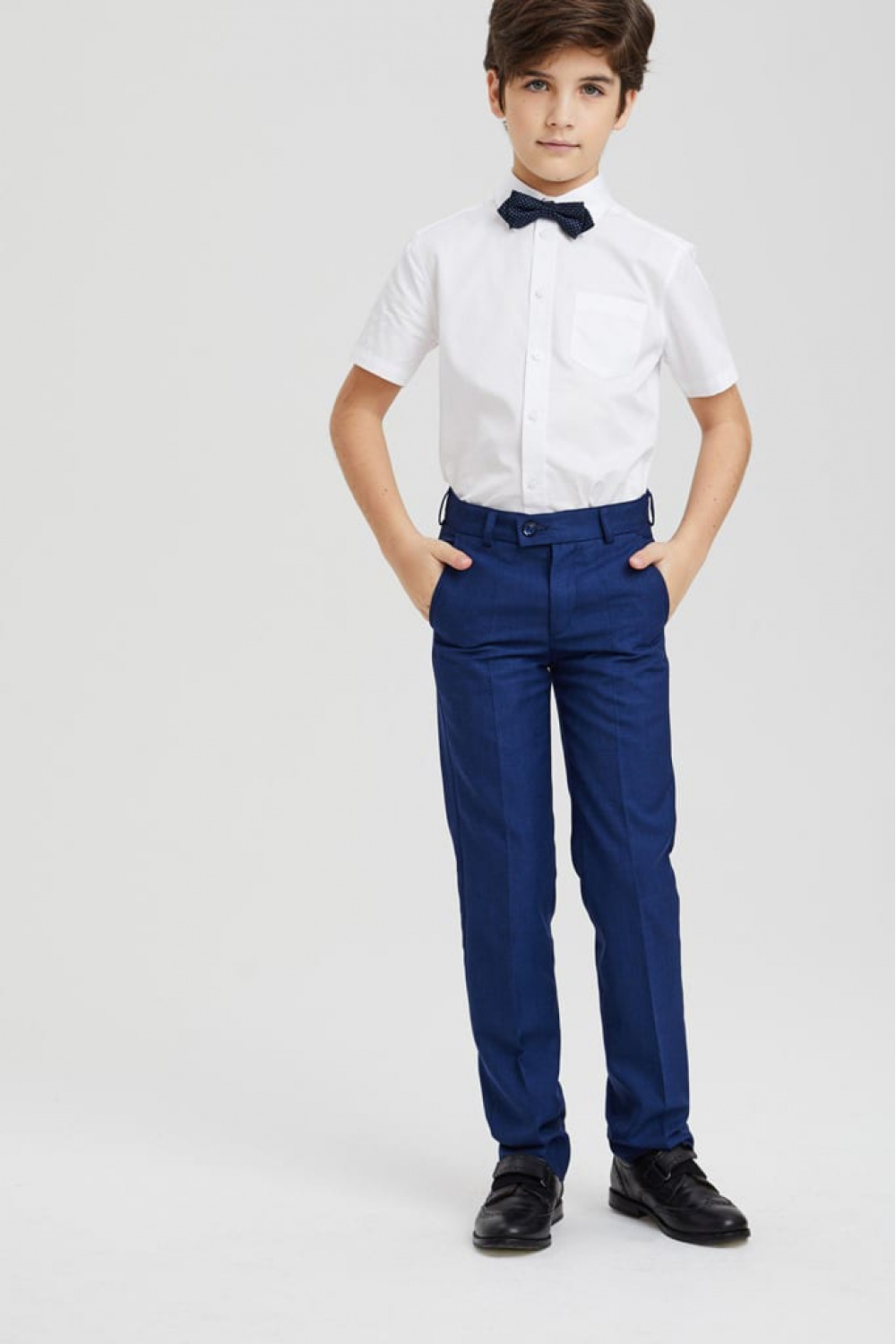 Классические брюки силуэт Classic с добавлением шерсти для мальчика синийкупить в интернет-магазине Silver Spoon
