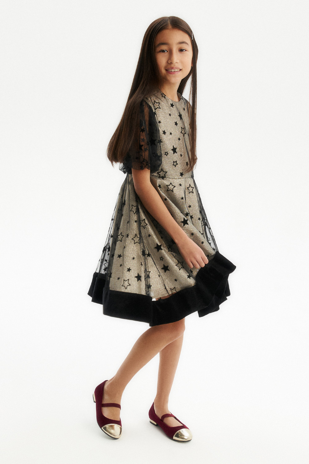 Нарядное платье из фатина с бархатом (SNFWG-329-23602-718) Silver spoon