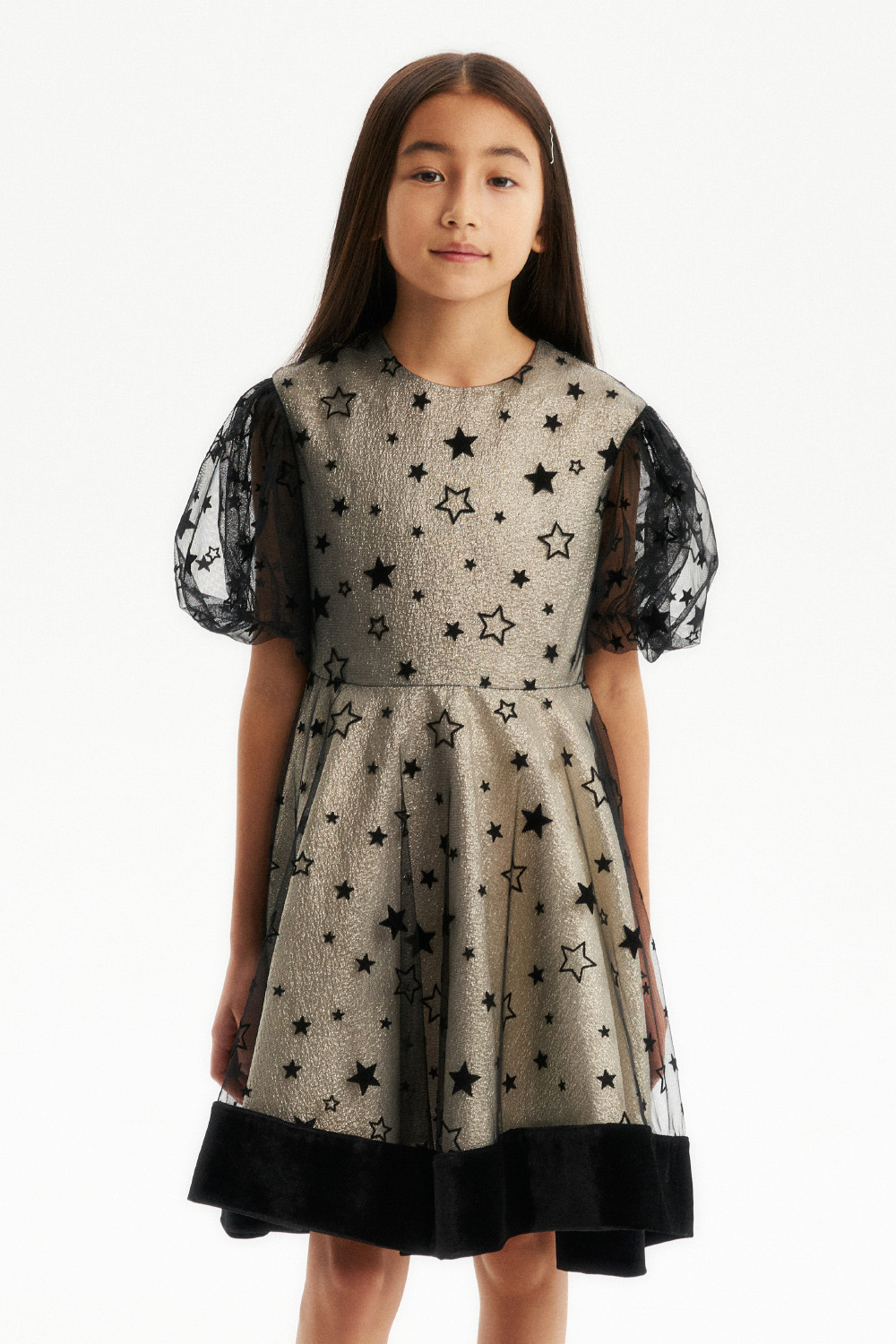 Нарядное платье из фатина с бархатом (SNFWG-329-23602-718) Silver spoon