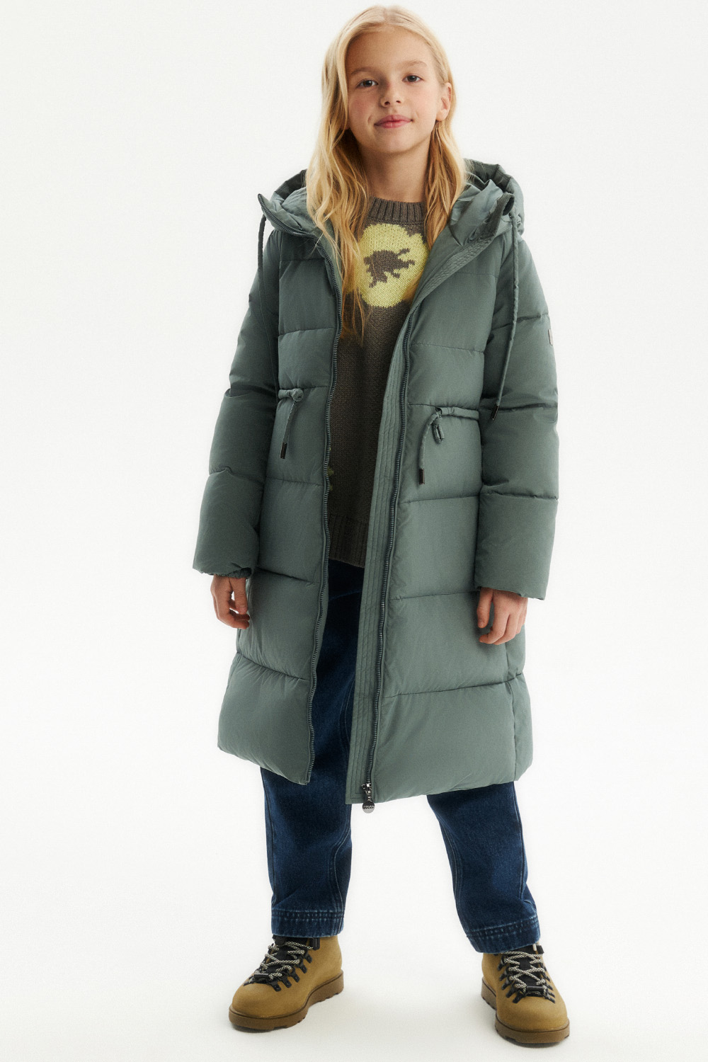 Пуховое пальто с капюшоном (PUFWG-326-20314-626) Silver spoon