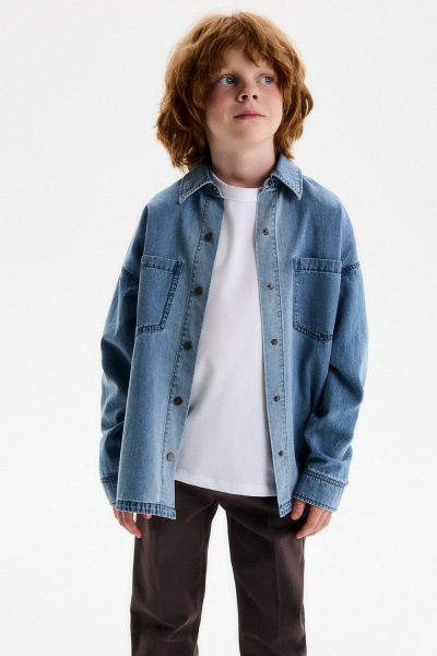 Рубашка джинсовая с эффектом выстиранности (SSLSU-544-34701N-002) Silver spoon