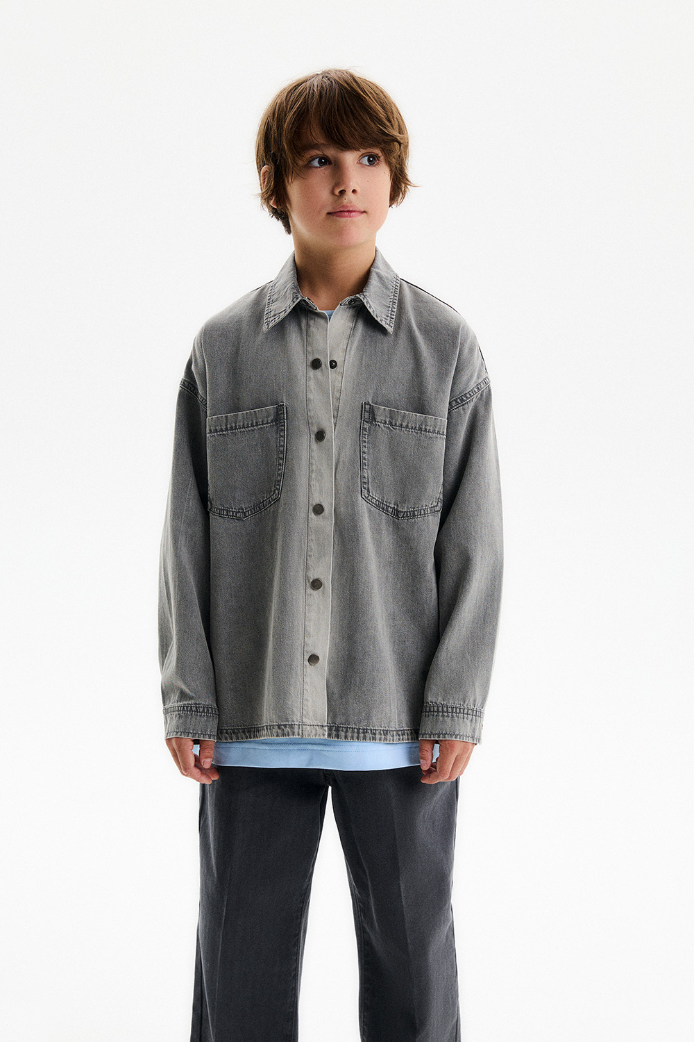 Рубашка джинсовая с эффектом выстиранности (SSLSU-544-34701N-003) Silver spoon
