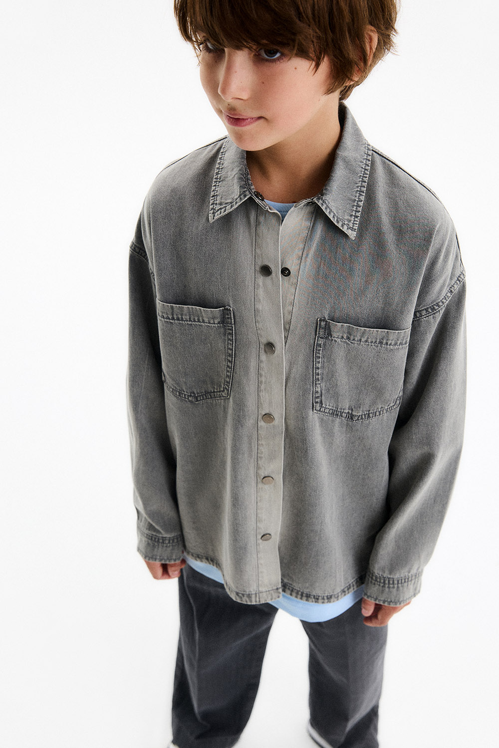 Рубашка джинсовая с эффектом выстиранности (SSLSU-544-34701N-003) Silver spoon