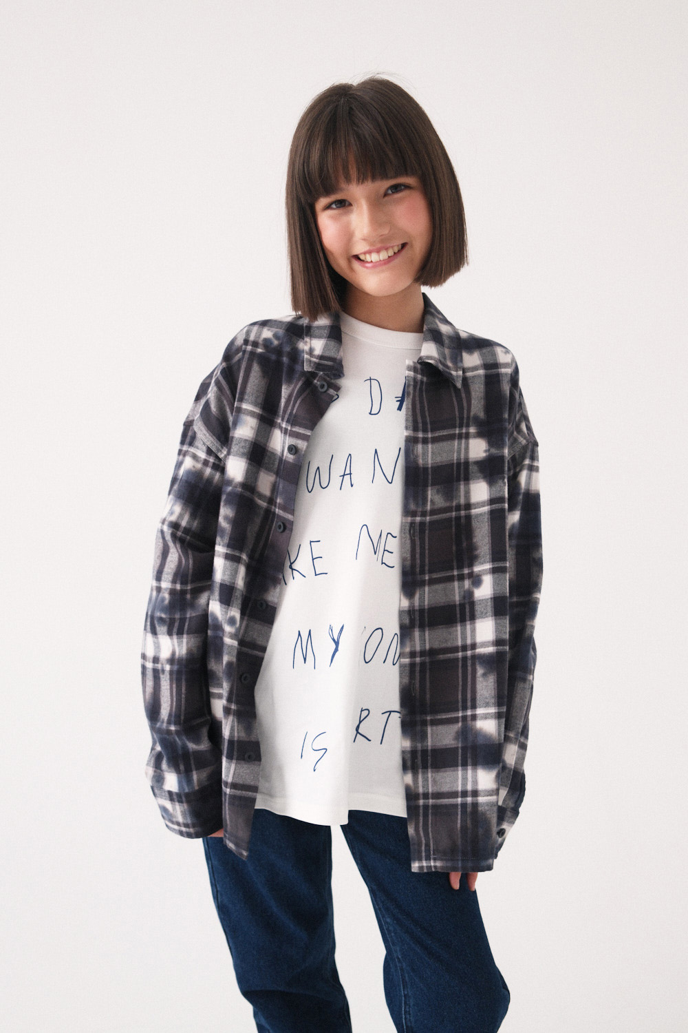 Рубашка в клетку с эффектом выстиранности (SSLSU-549-34702-130) Silver spoon