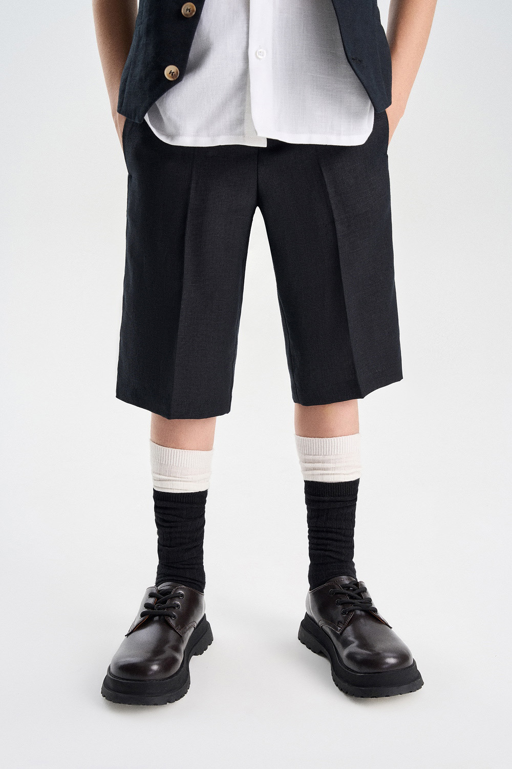 Шорты со стрелками из 100% льна (SNFSB-649-17404-181) Silver spoon