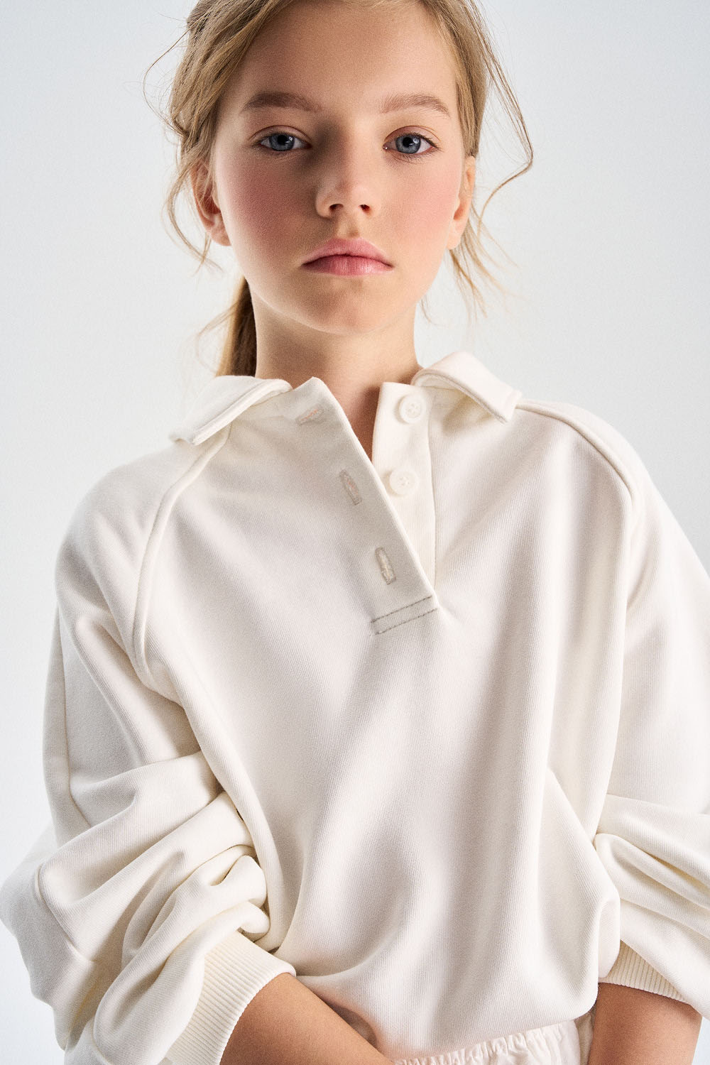 Свитшот из хлопкового футера с воротником (PUPSU-648-38205-248) Silver spoon