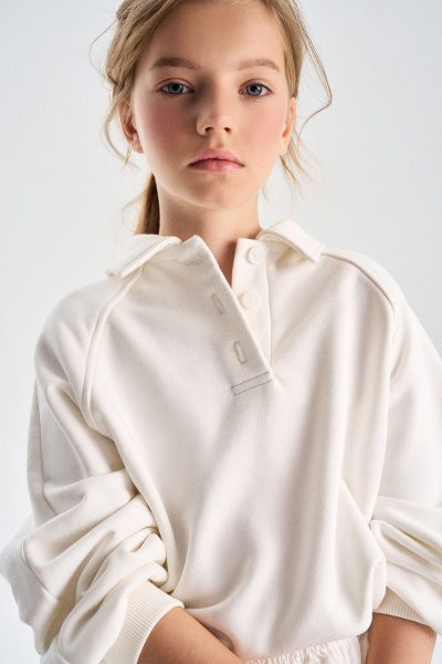 Свитшот из хлопкового футера с воротником (PUPSU-648-38205-248) Silver spoon