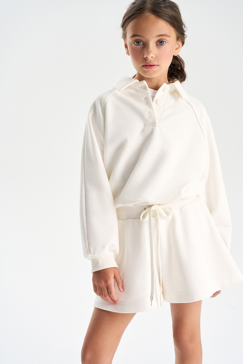 Свитшот из хлопкового футера с воротником (PUPSU-648-38205-248) Silver spoon