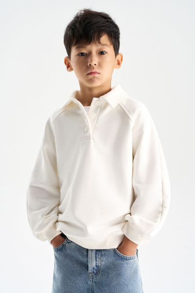 Свитшот из хлопкового футера с воротником (PUPSU-648-38205-248) Silver spoon