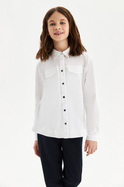 Трикотажная блузка с хлопковыми вставками на кнопках
