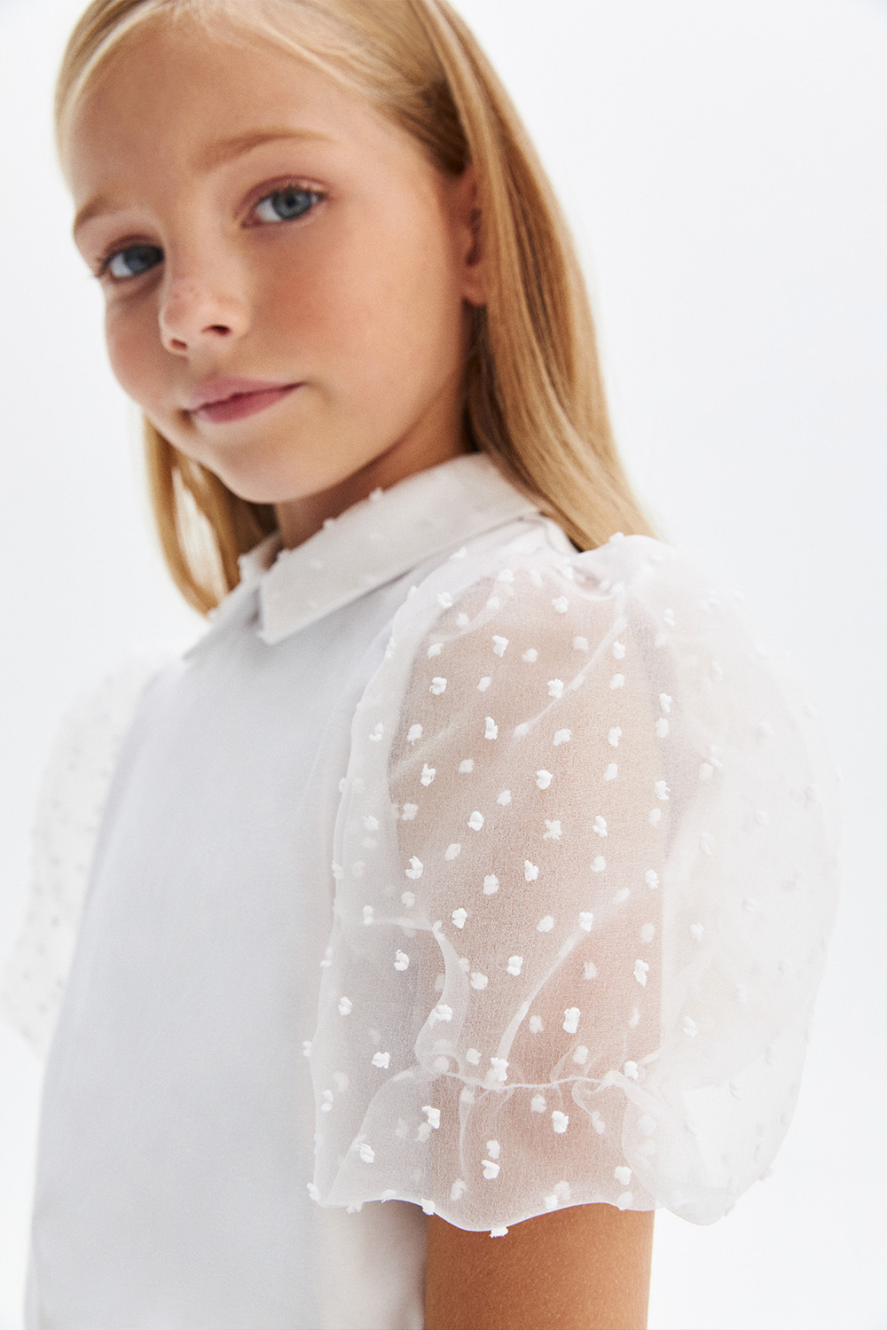 Трикотажная блузка с пышными рукавами (SSFSRG-128-22901-200) Silver spoon