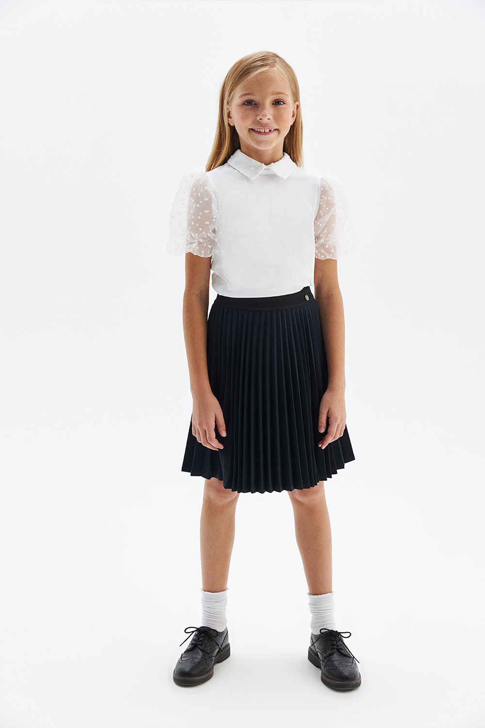 Трикотажная блузка с пышными рукавами (SSFSRG-128-22901-200) Silver spoon