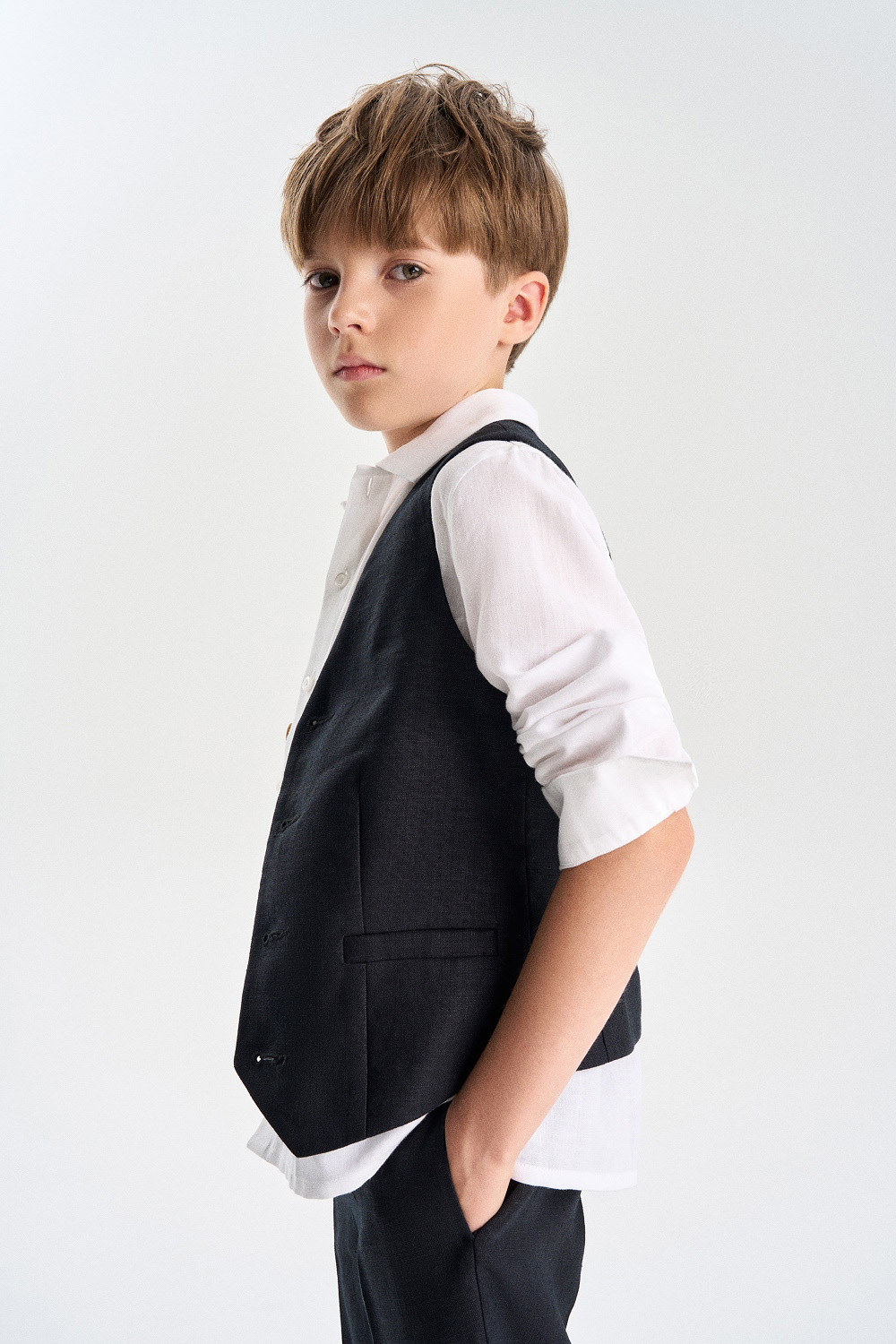 Жилет из 100% льна (SNFSB-649-13303-181) Silver spoon