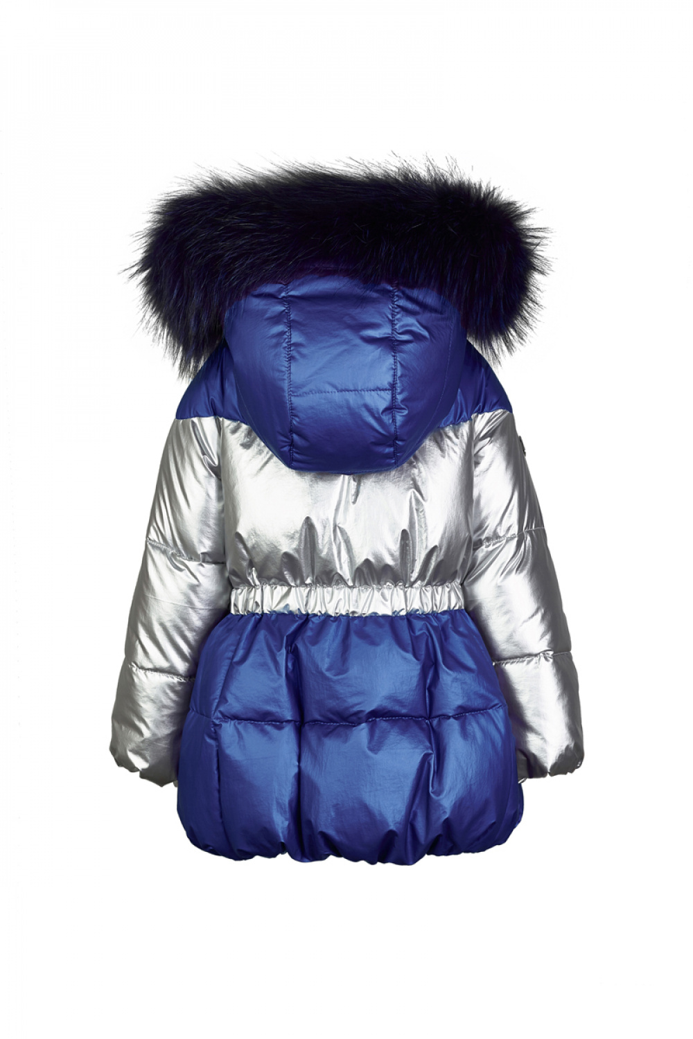 Зимняя куртка с натуральным мехом из блестящей ткани