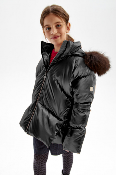 Зимняя куртка с натуральным мехом из блестящей ткани (PUFWG-126-20111-106) Silver Spoon