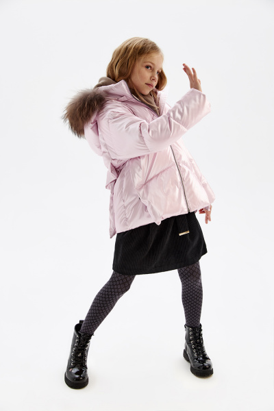 Зимняя куртка с натуральным мехом из блестящей ткани (PUFWG-126-20111-423) Silver spoon