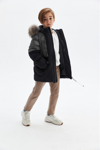 Зимняя удлиненная куртка с натуральным мехом (PUFWB-026-10101-181) Silver Spoon
