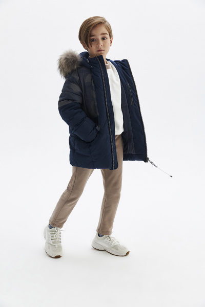 Зимняя удлиненная куртка с натуральным мехом (PUFWB-026-10101-300) Silver Spoon